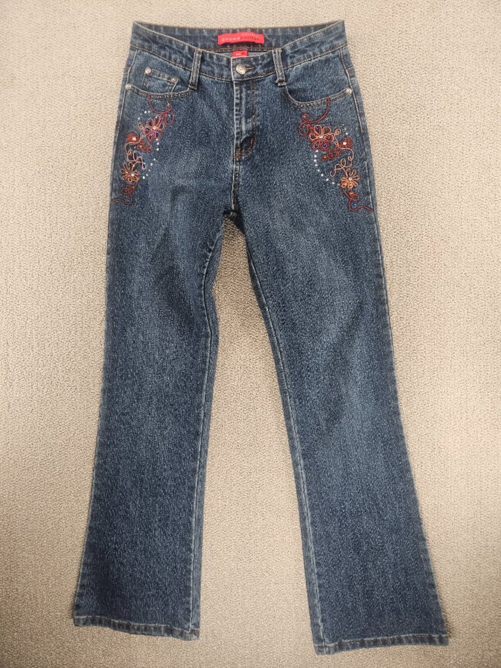 Vintage Y2K Cosmopolitan Floral Embroidered & Beaded Bootcut Jeans